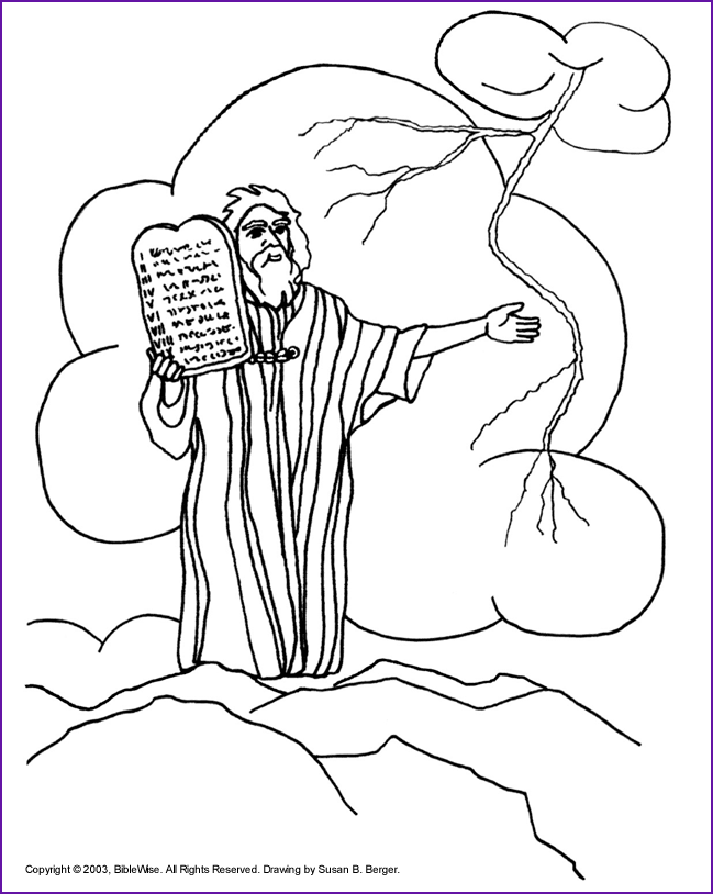 Print Version Moses, The Ten Commandments Coloring Page - Kids