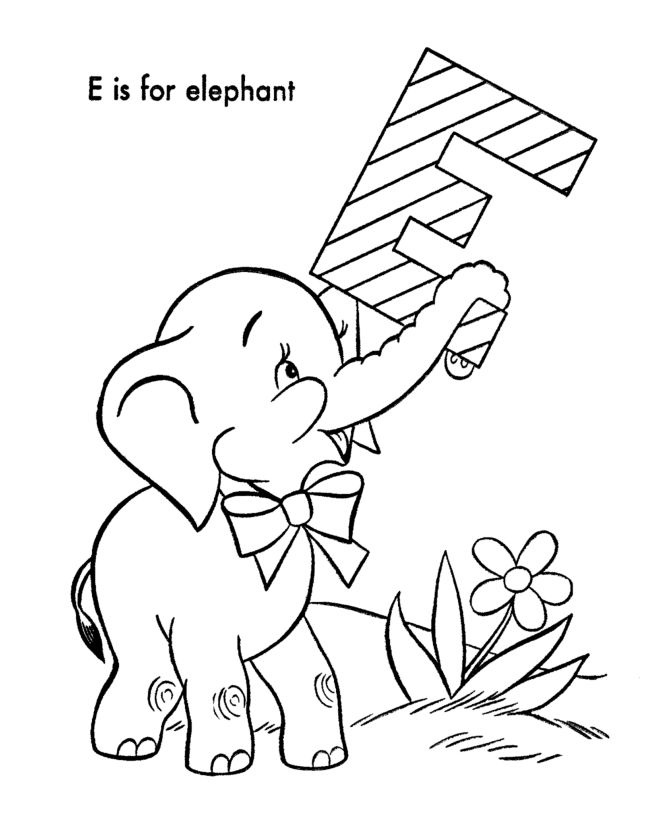 abc alphabet coloring sheets elephant animal page