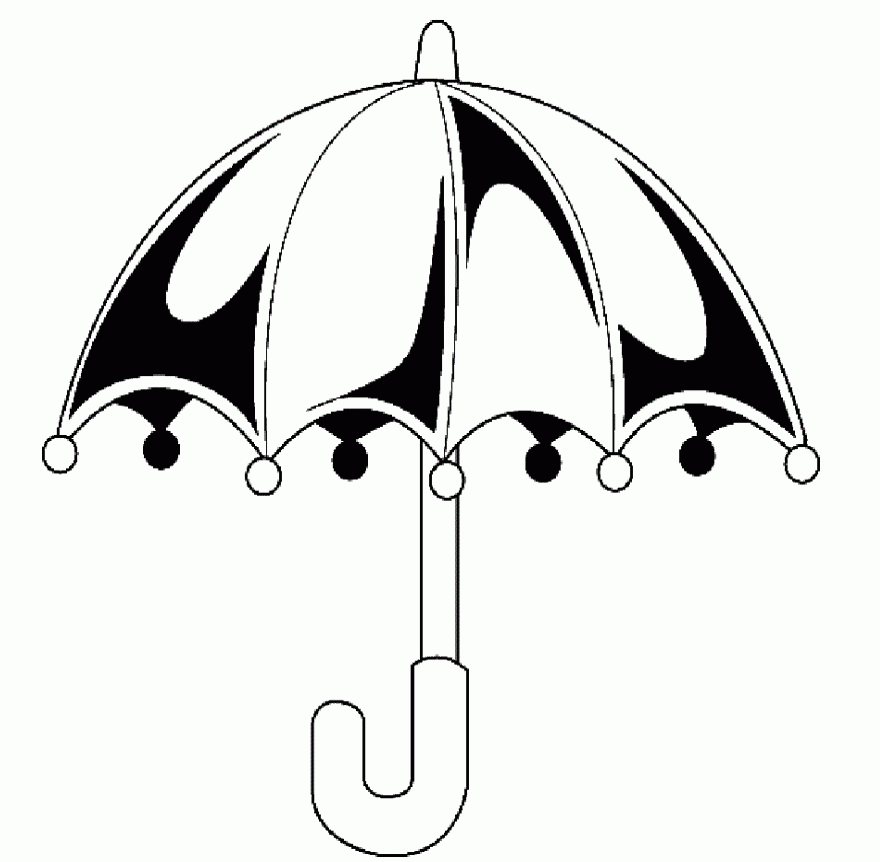 Kitty With Umbrella Coloring Pages - Umbrella Day Coloring Pages
