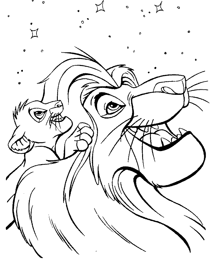 The King Mufasa and Simba Lion King Coloring Page - Disney