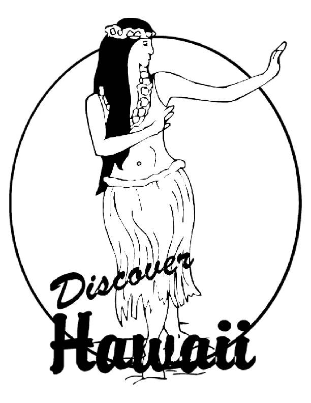 Hawaii Island Beauty Coloring Pages : Girls Dancing The Hula Hoop
