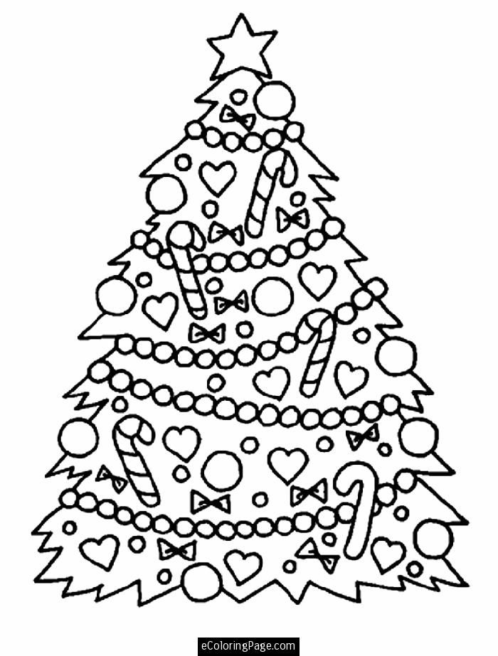 Merry Christmas Tree Coloring Page for Kids | eColoringPage.com