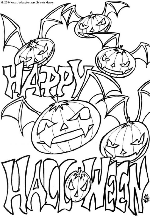 Desenhos de ABÓBORAS para colorir - Abóboras-morcego do Halloween