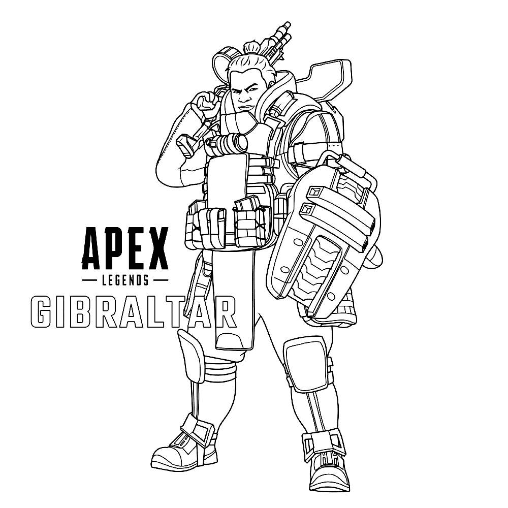 Apex Legends Coloring Pages Gibraltar - XColorings.com