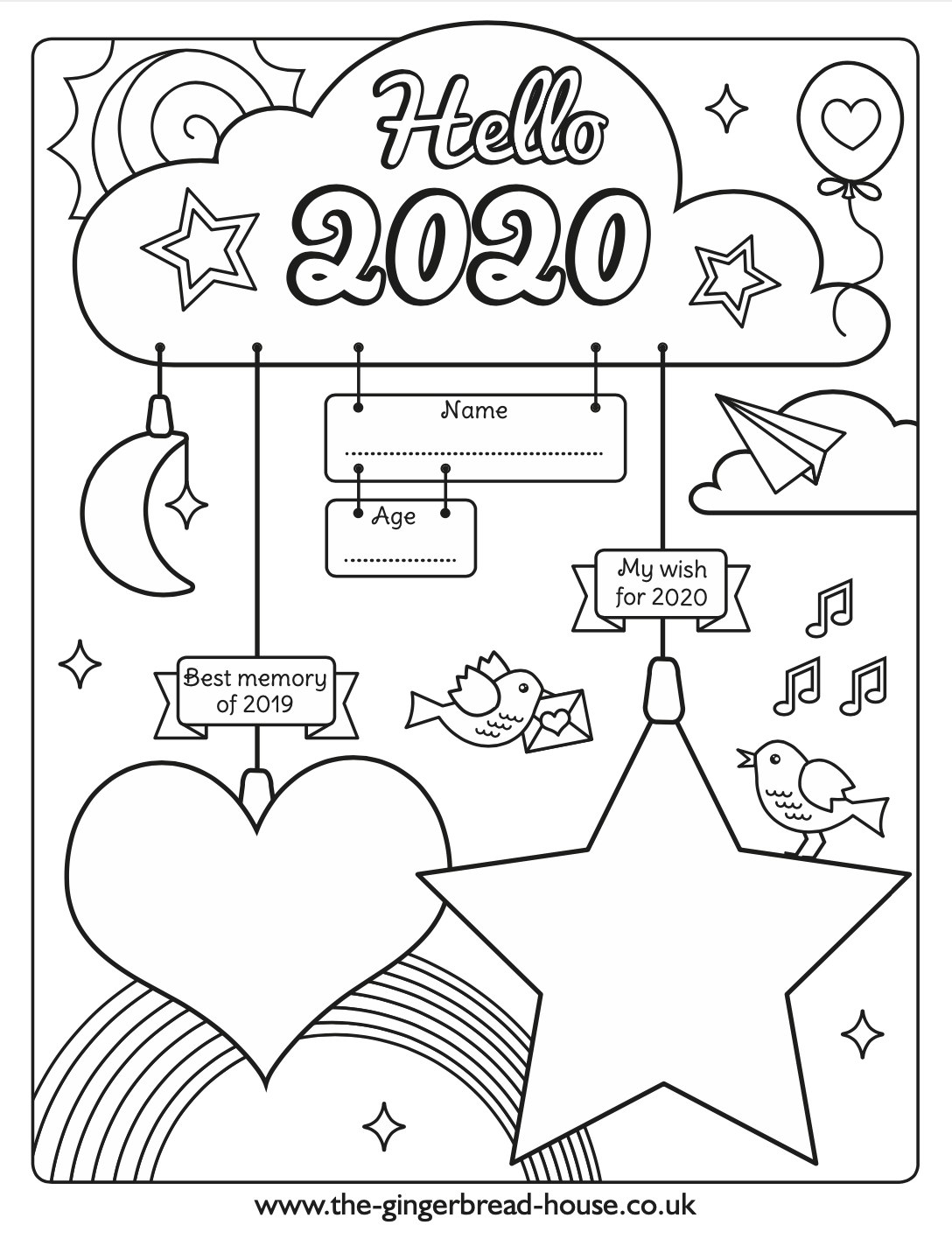 Free printable Happy New Year 2020 colouring page - the ...