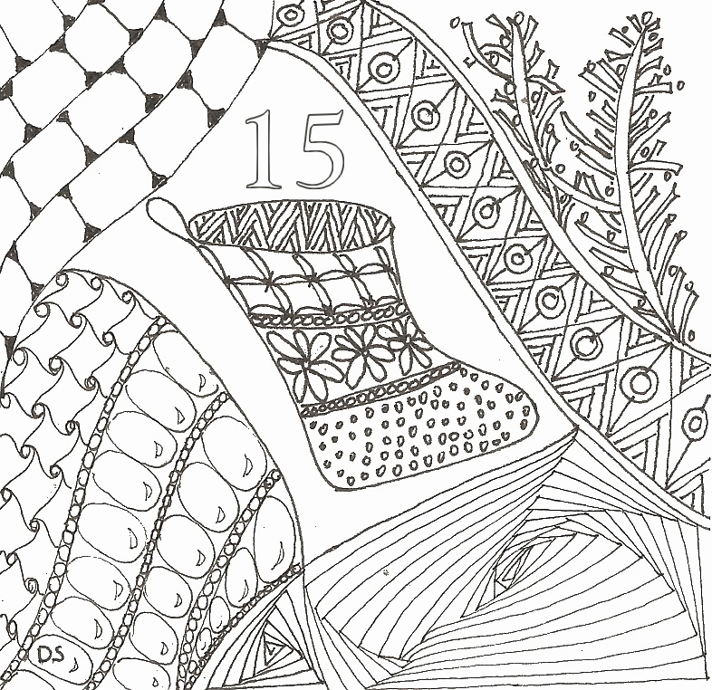 Adult coloring page Advent calendar : December 15th 19