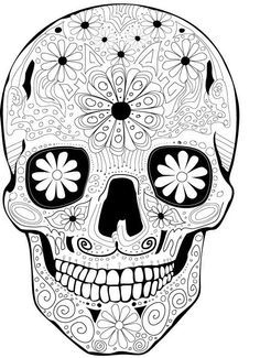 Day Of The Dead Sugar Skull - Coloring Pages for Kids and for Adults
