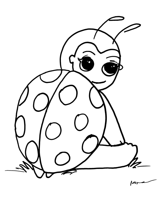 Easy Anime Coloring Page – Lady Bug | coloring pages