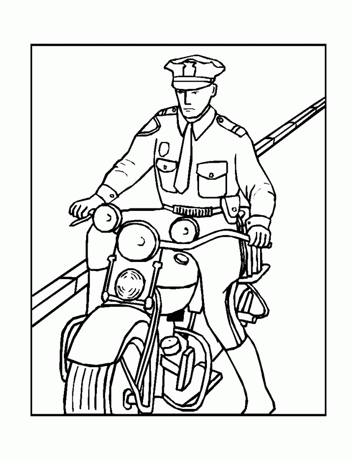 Download Policeman Mounted The Motorcycle Coloring Pages Or Print