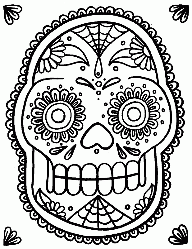 Day Of The Dead Skulls Coloring