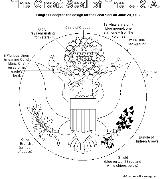 Great seal of the United States coloring page printable