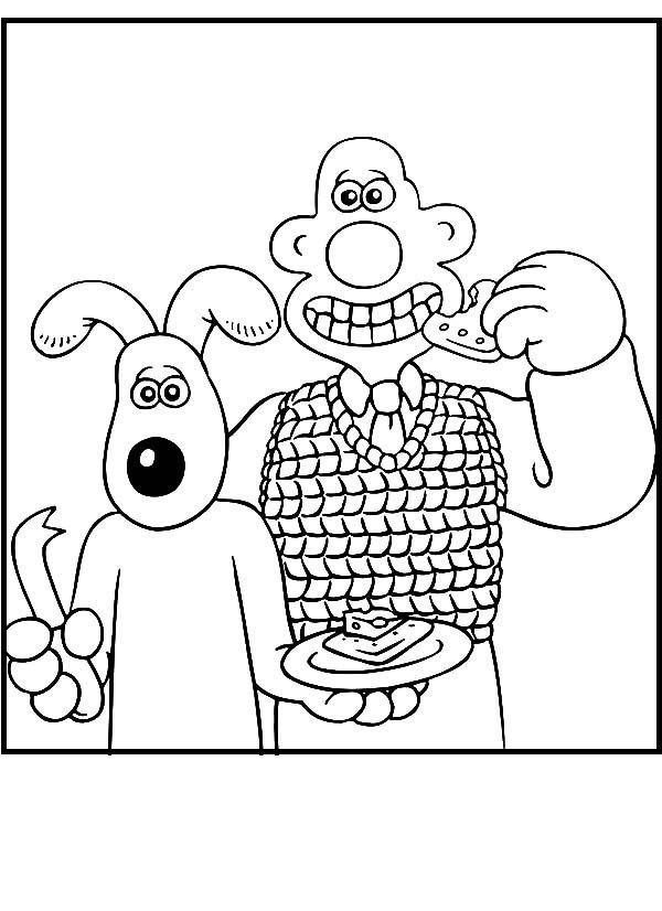 Wallace and Gromit Eat Slice of Cake Coloring Pages For Kids #gSk ...