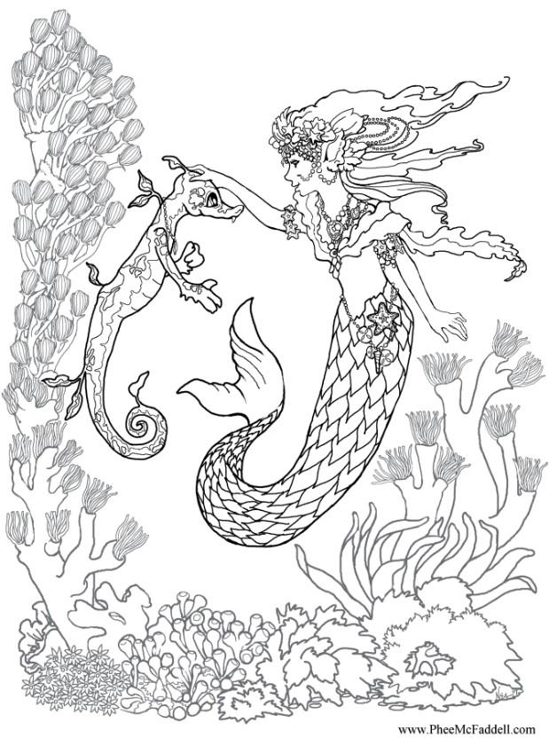 Mermaids-coloring-pictures-5 | Free Coloring Page Site
