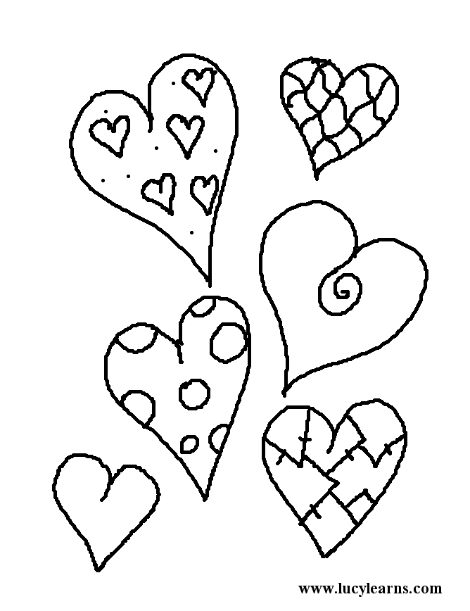 Valentine Hearts Coloring Sheets