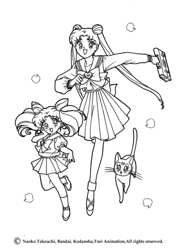 SAILOR MOON coloring pages - Sailor Moon going to school