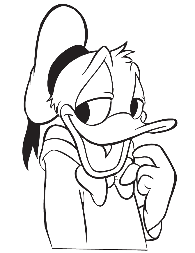 Cute Donald Duck Blushing Coloring Page | Free Printable Coloring