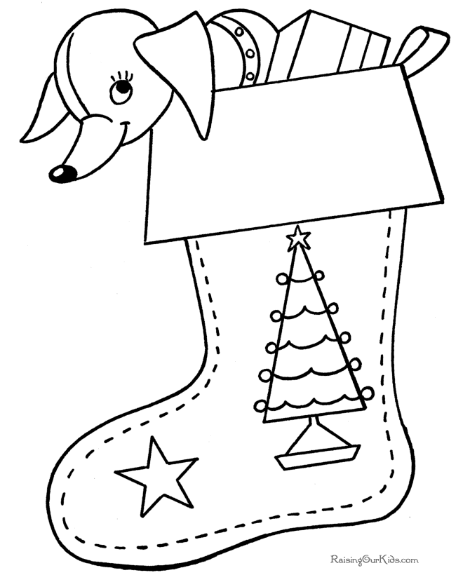Printable Christmas Stocking Coloring Pages – 003 Stocking