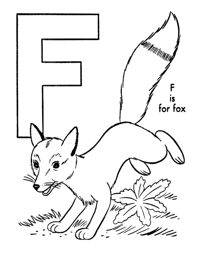 name abc alphabet coloring sheets fox animal page