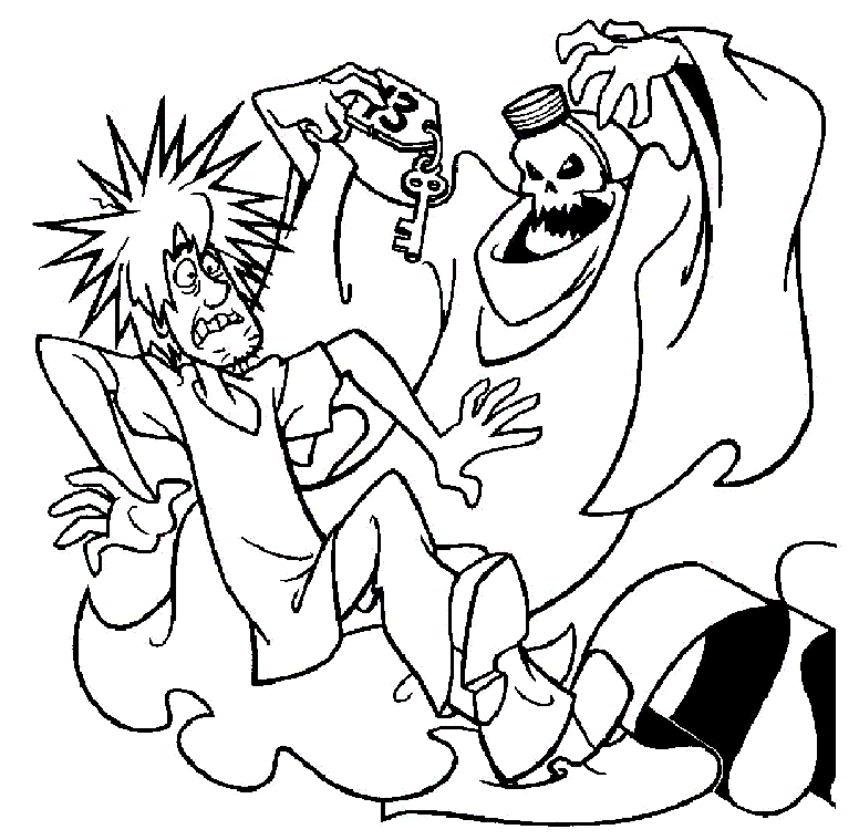 Shaggy Afraid of Ghost Coloring Page | Kids Coloring Page