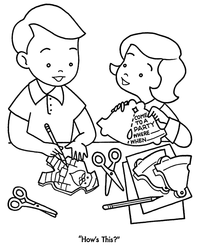 get ready to party coloring pages for kids | Great Coloring Pages