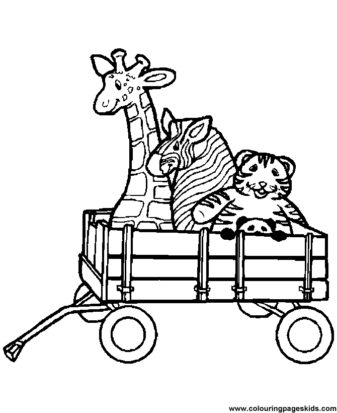 Free printable Animal coloring pages - Animal Wagon for kids to