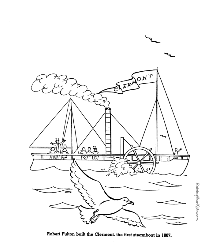 First Steamboat - Coloring pages 003