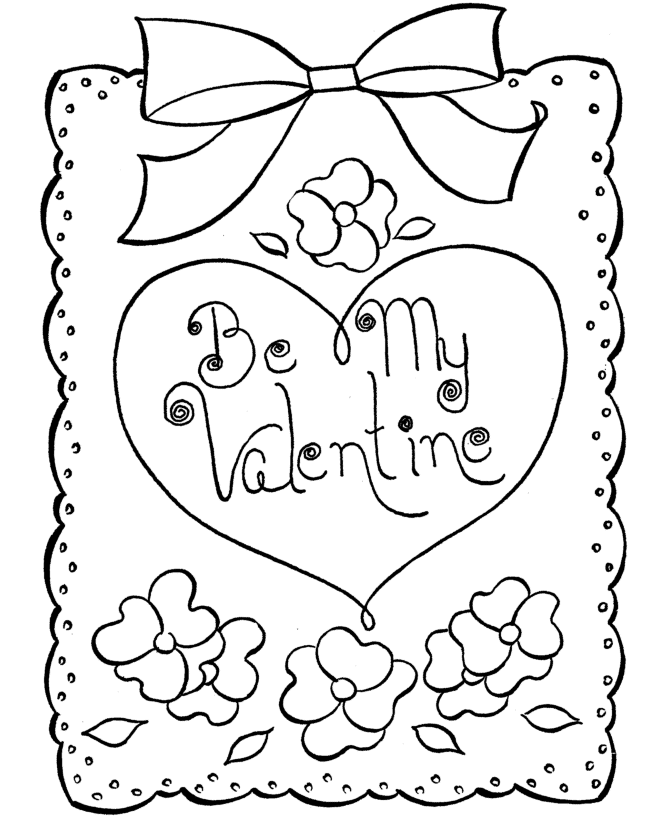 valentines day cards coloring pages be my valentine heart card