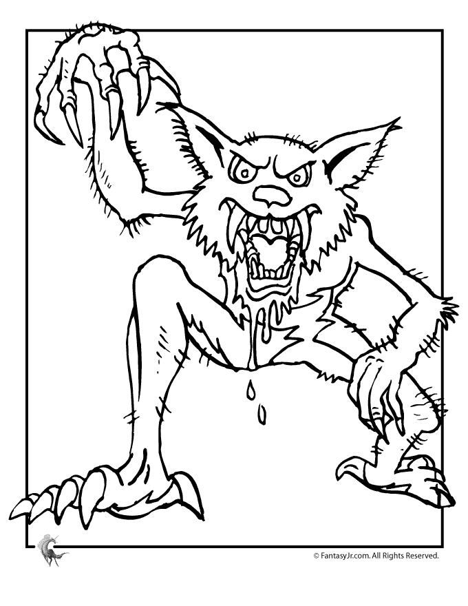 Fantasy Jr. | Werewolf Halloween Coloring Page