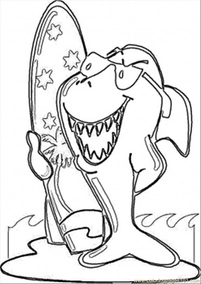 Coloring Pages Surfing Shark (Countries > Australia) - free