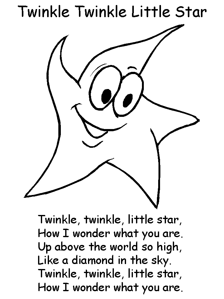 Twinkle Twinkle Little Star Coloring Page | Bulbulk Com