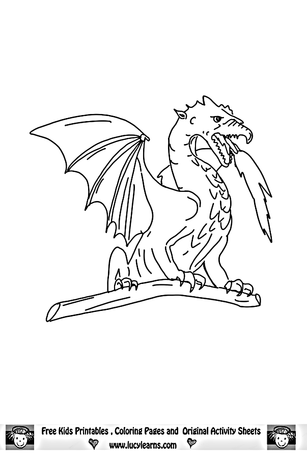 Free Dragon Page Coloring, Lucy Learns Dragon Coloring sheet to