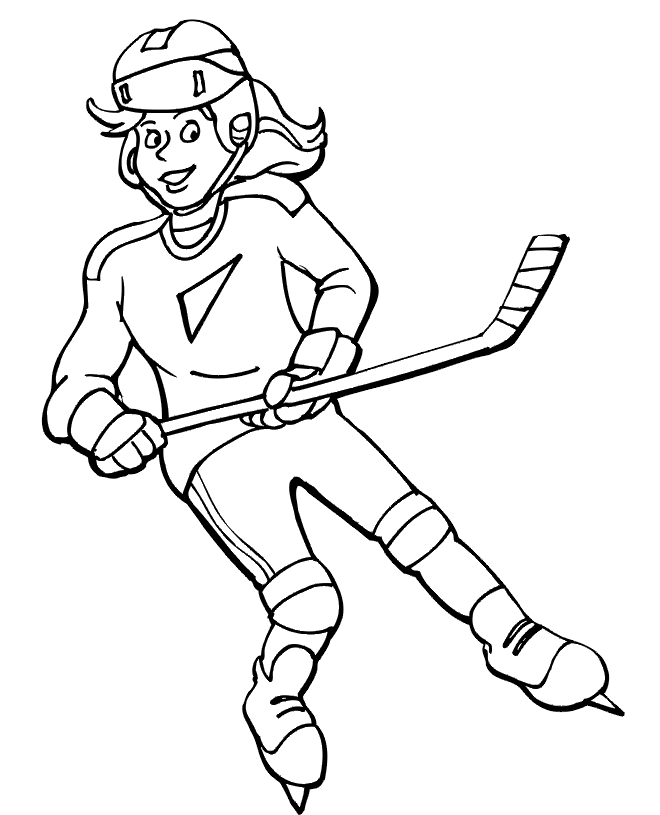 Printable Coloring Page Hockey Players Coloring Page Winter