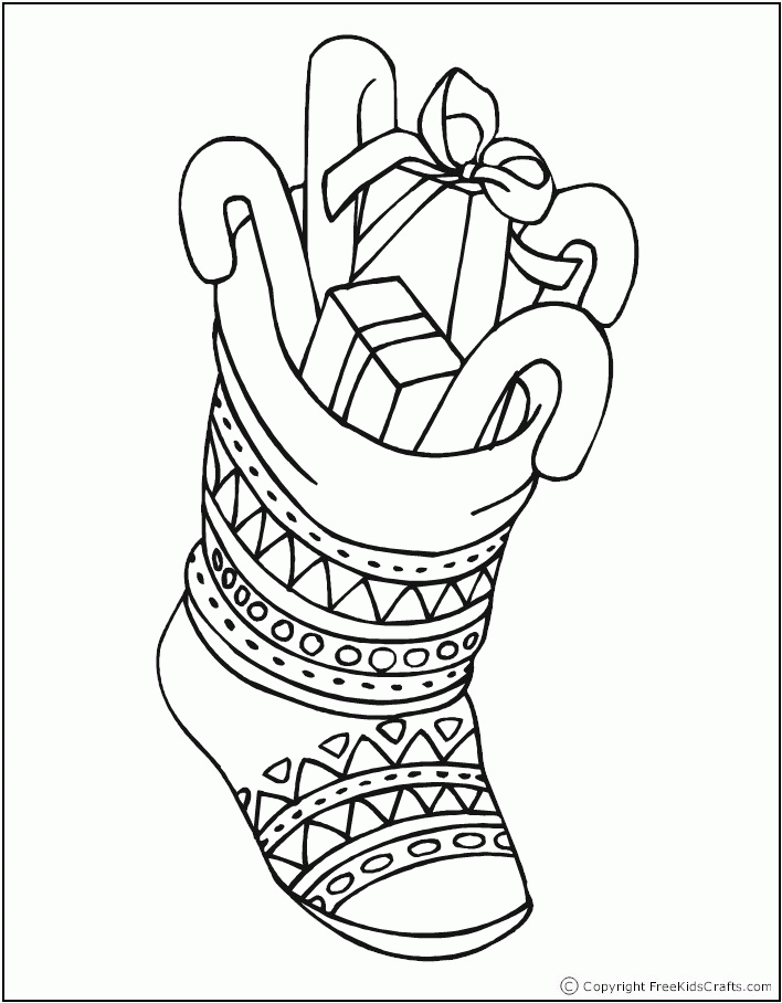 stocking with candy canes | Christmas :: coloring pages 3