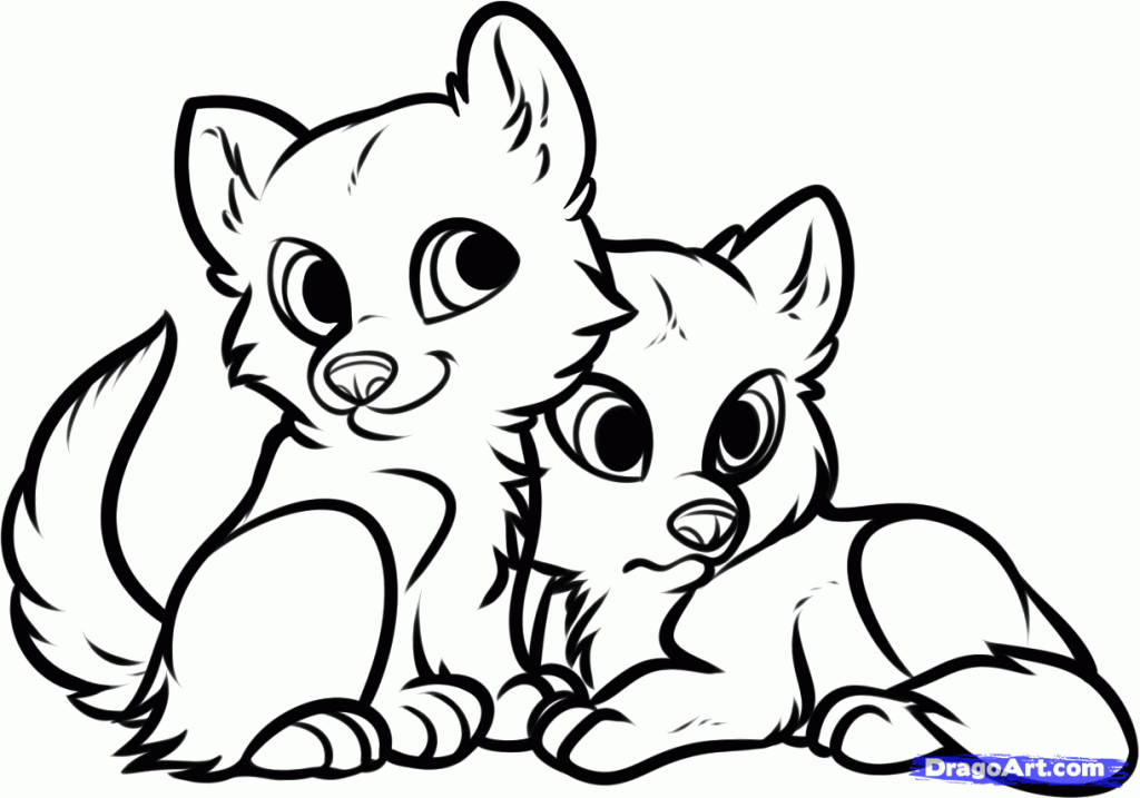 Cute Baby Wolves Drawings | Free coloring pages