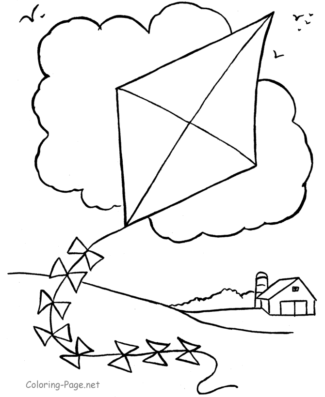 Spring coloring page - Kite flying | Education