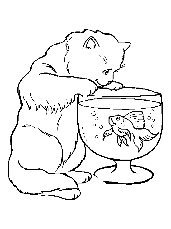 little cat fishing to print and color from the doll house elora