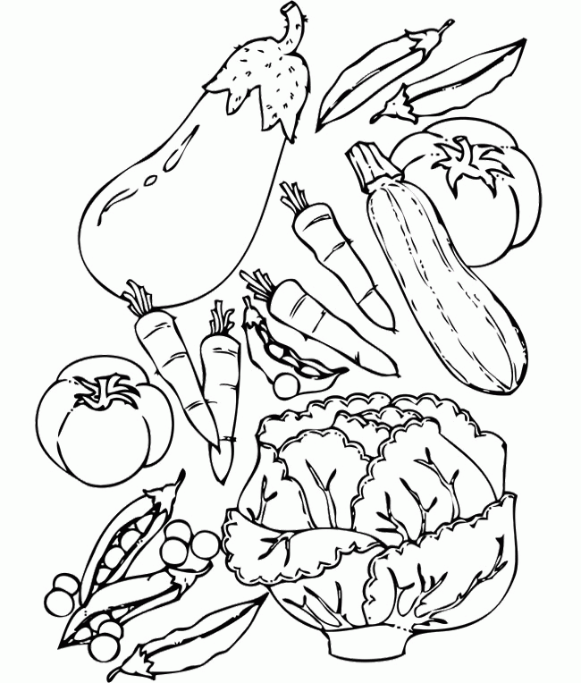 Vegetable : Wide Variety Of Healthy Vegetables Coloring Page