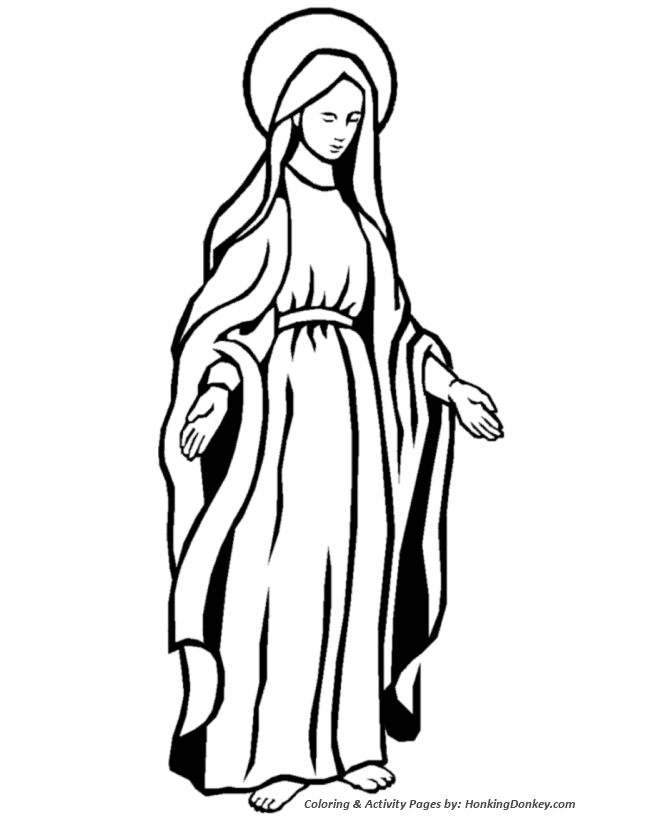 Religious Christmas Bible Coloring Pages - Mary, Mother of Jesus