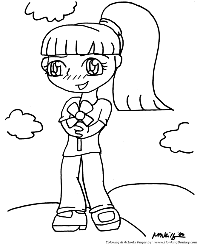Anime Coloring Pages | Flower Girl Anime Coloring Page and Kids ...