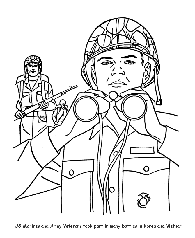 Veterans Day Coloring Pages - Korea and Vietnam Veterans Coloring
