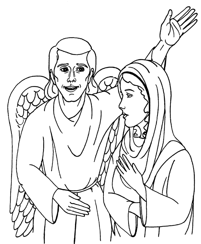 Mary and the Angel Gabriel Coloring Page