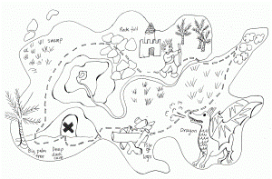 Pirate Treasure Map Printable - Coloring Pages for Kids and for Adults