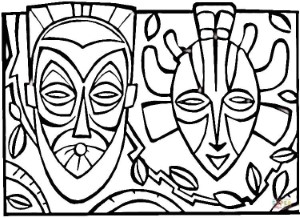 African Masks coloring page | Free Printable Coloring Pages