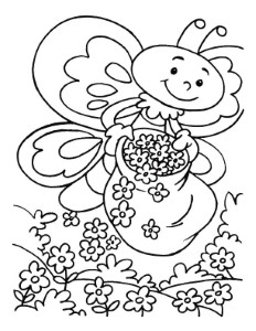Honeybee in flower garden coloring pages | Download Free Honeybee