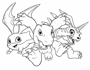 Download Three Digimon Coloring Pages Or Print Three Digimon