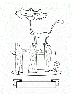 Cats & Kittens Coloring Books and Videos: Cat standing on fence