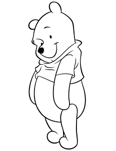 Cute Pooh Bear Standing Coloring Page | Free Printable Coloring Pages