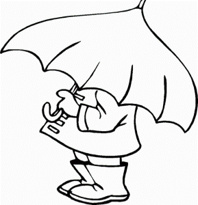 Kid With Umbrella Day Coloring For Kids - Kids Colouring Pages