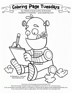 dulemba: Coloring Page Tuesday - Writing Robot