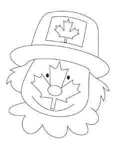 Canada flag on the clown face coloring pages | Download Free